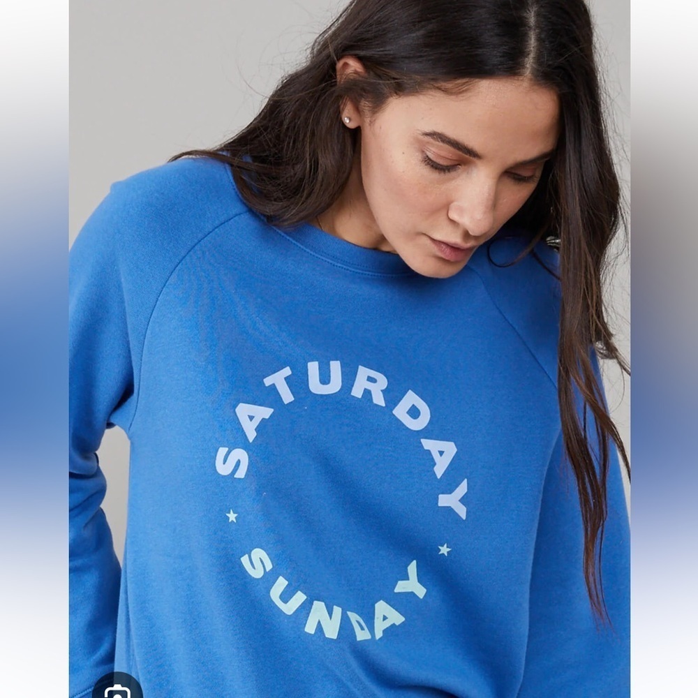 South Parade Saturday Sunday Blue Crewneck sweatshirt size L - Picture 9 of 9